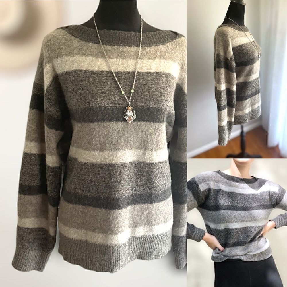 M by Magaschoni Striped Wool Pullover Sweater Size S